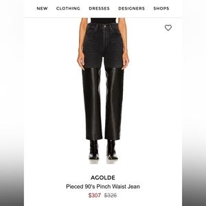 AGOLDE 90s pinch waist recycled leather jeans 
Size 28